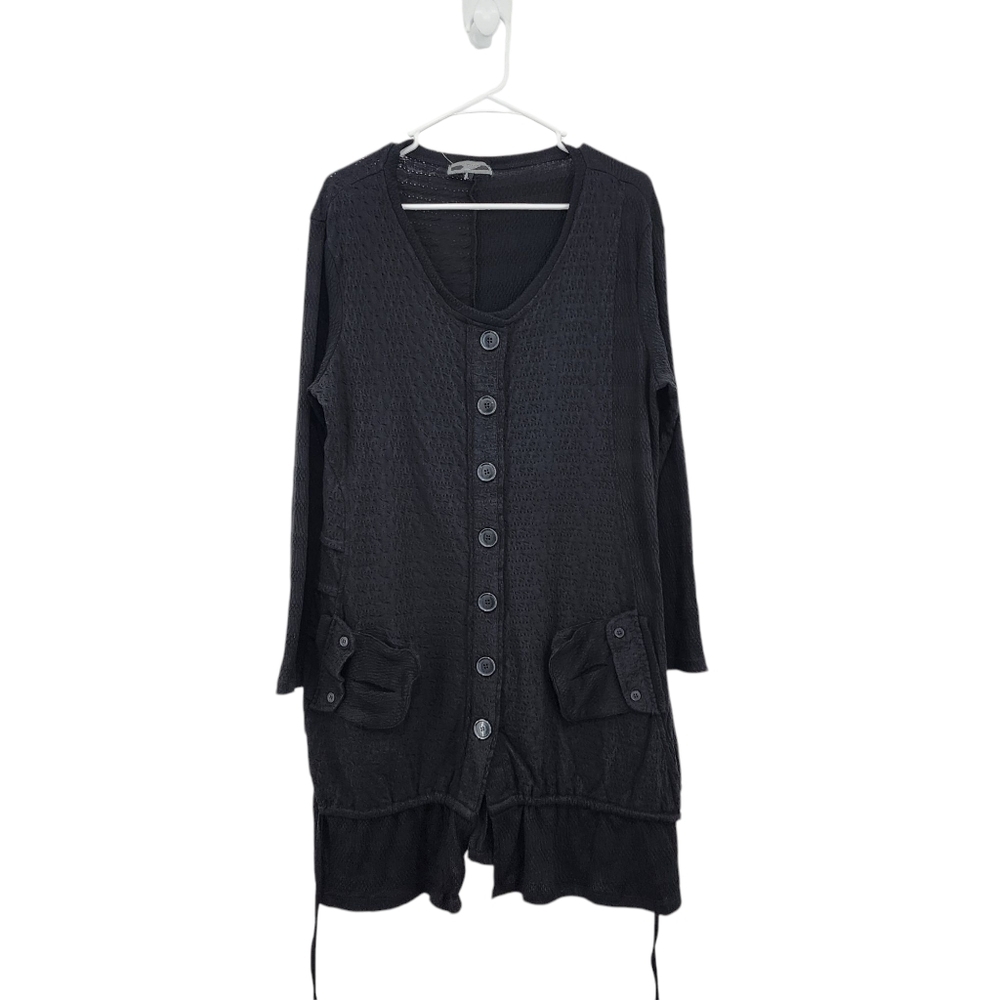 Zashi Women's Button Front Long Sleeve Patchwork Tunic Dress -  L